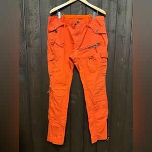 Ralph Lauren Vintage Y2K Orange Parachute Cargo Military Pants Sz 38/34 Nylon